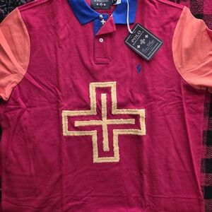 Naomi Lens Ralph Lauren  Polo Shirt with Gold Cross